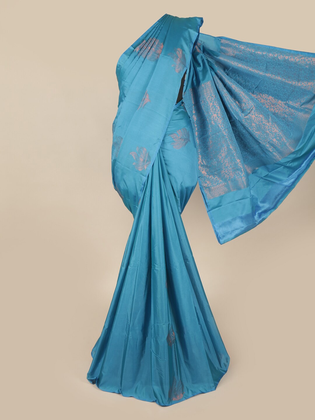 

Pothys Blue & Copper-Coloured Ethnic Motifs Zari Art Silk Saree