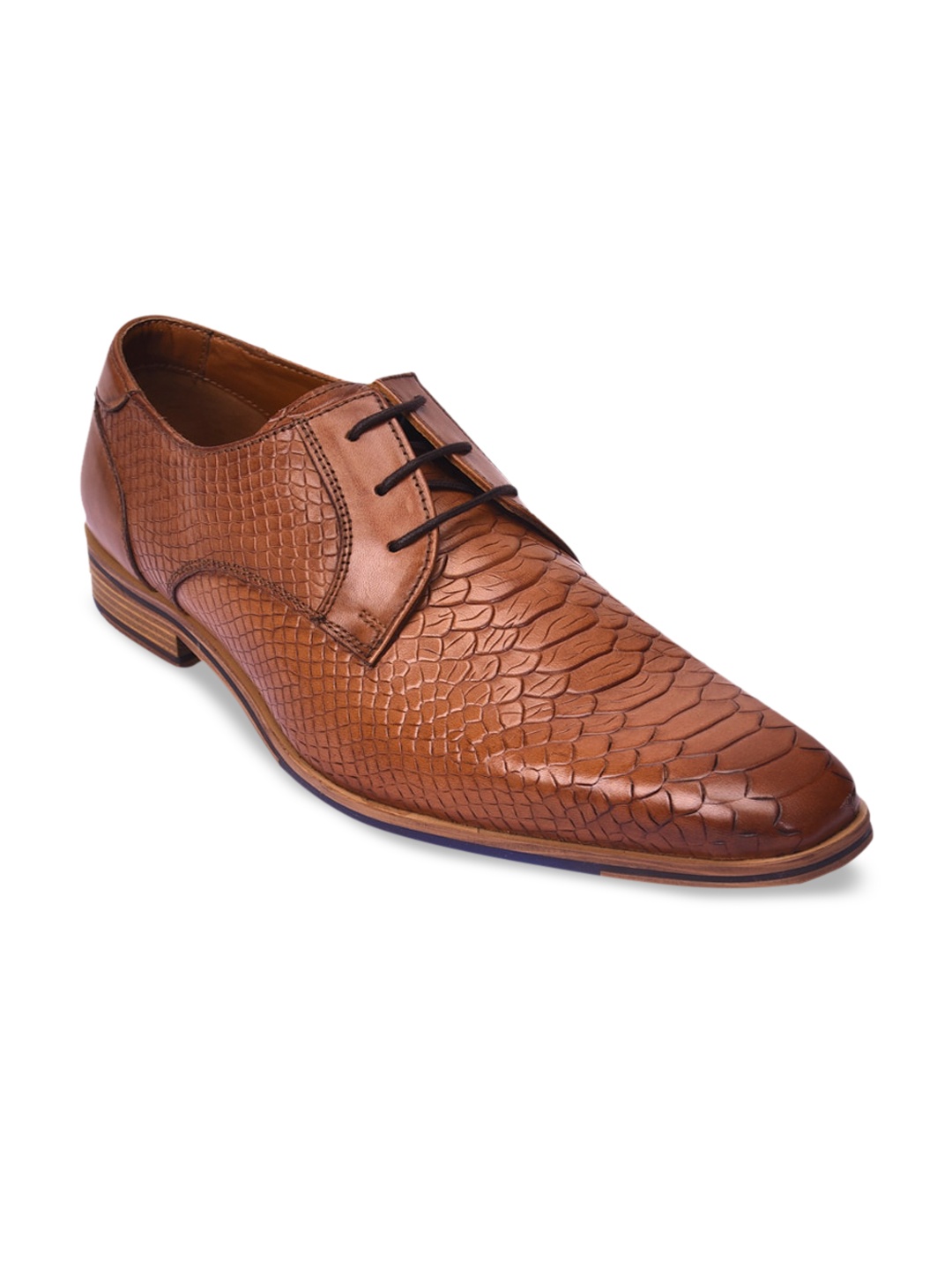 

Pavers England Men Tan Brown Textured Leather Formal Derbys
