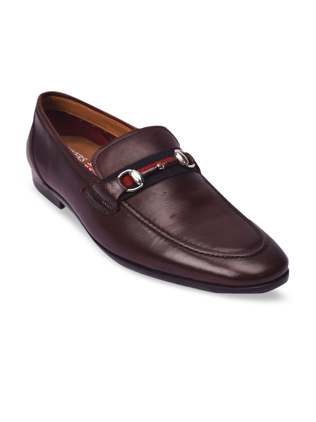 

Pavers England Men Brown Solid Leather Formal Moccasins