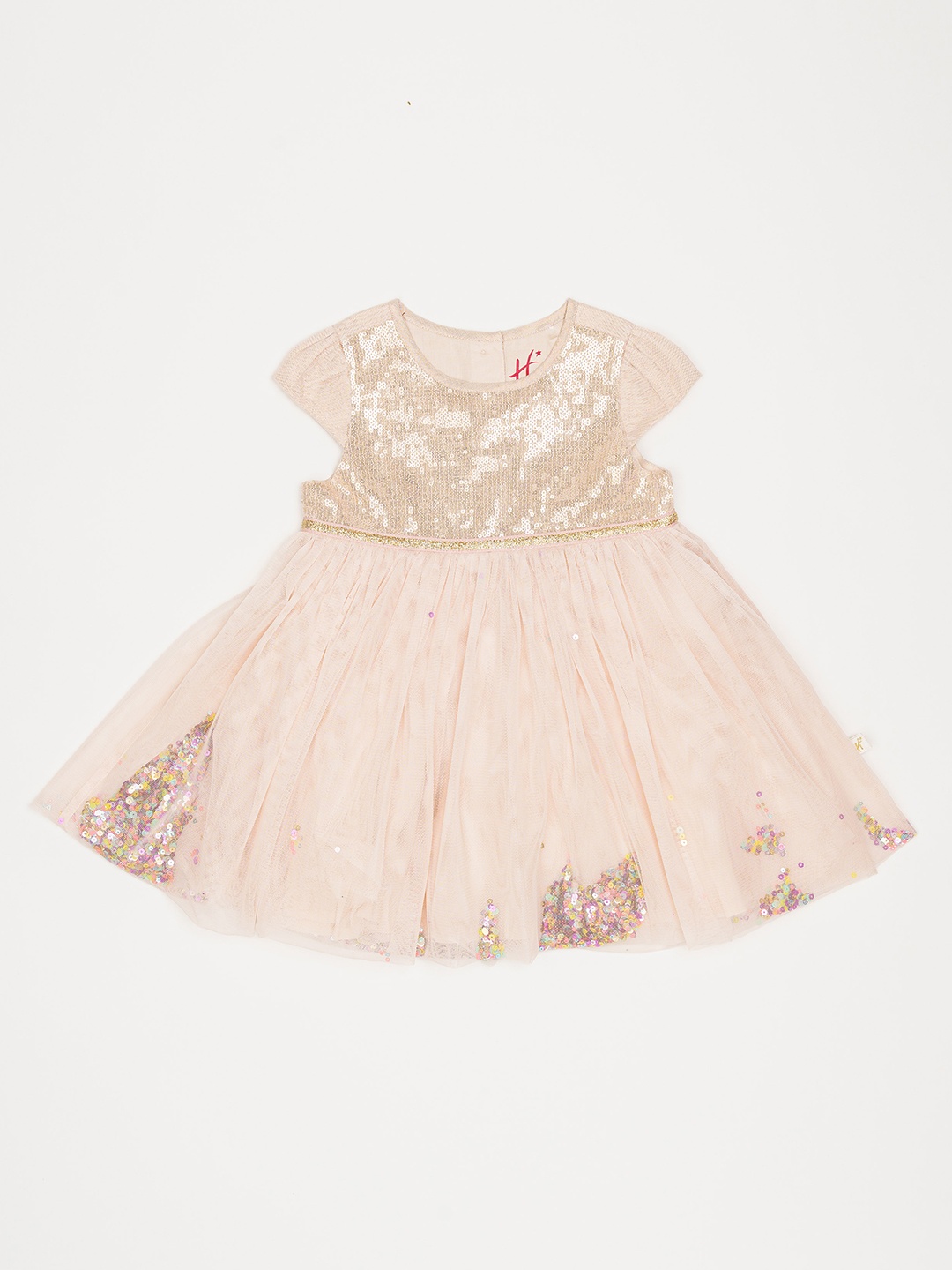 

H By Hamleys Pink Embellished Fit & Flare Sequin Dress