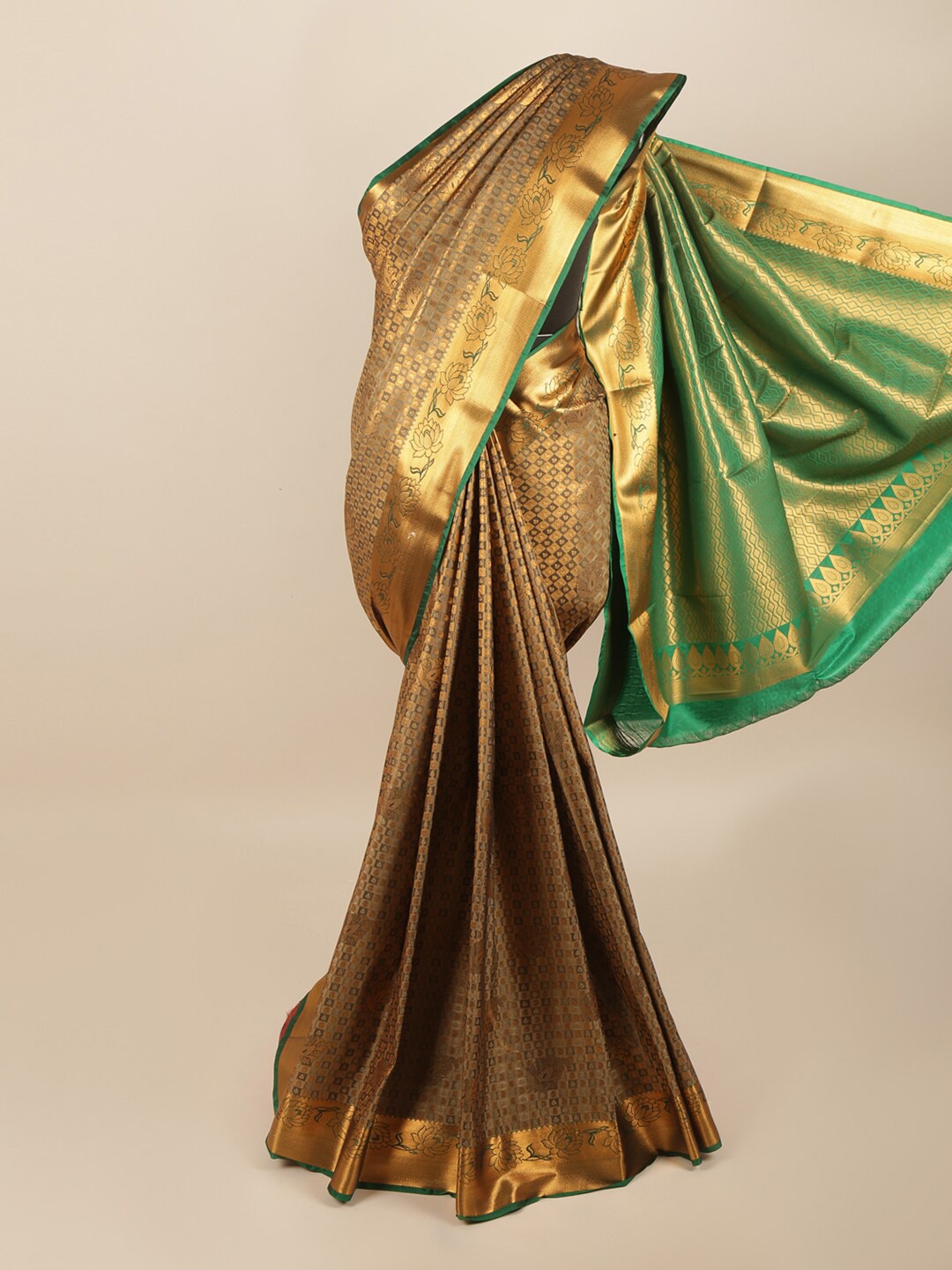 

Pothys Grey & Green Woven Design Art Silk Saree