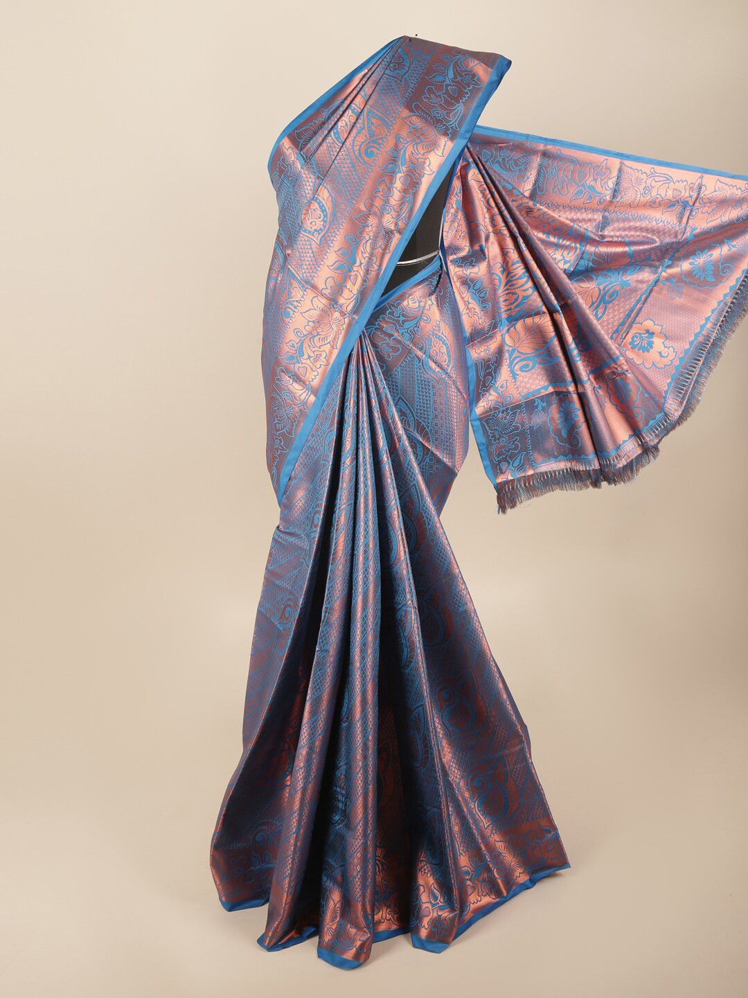 

Pothys Blue & Gold-Toned Woven Design Art Silk Saree