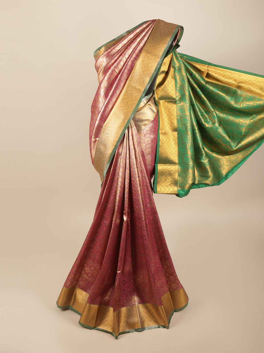 

Pothys Pink & Green Woven Design Art Silk Saree