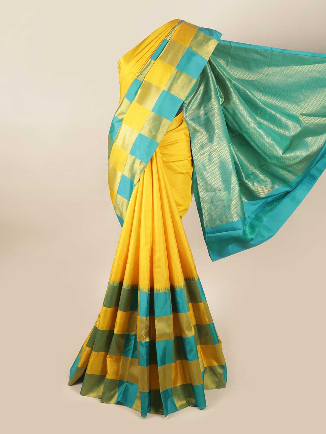 

Pothys Yellow & Blue Pure Silk Saree
