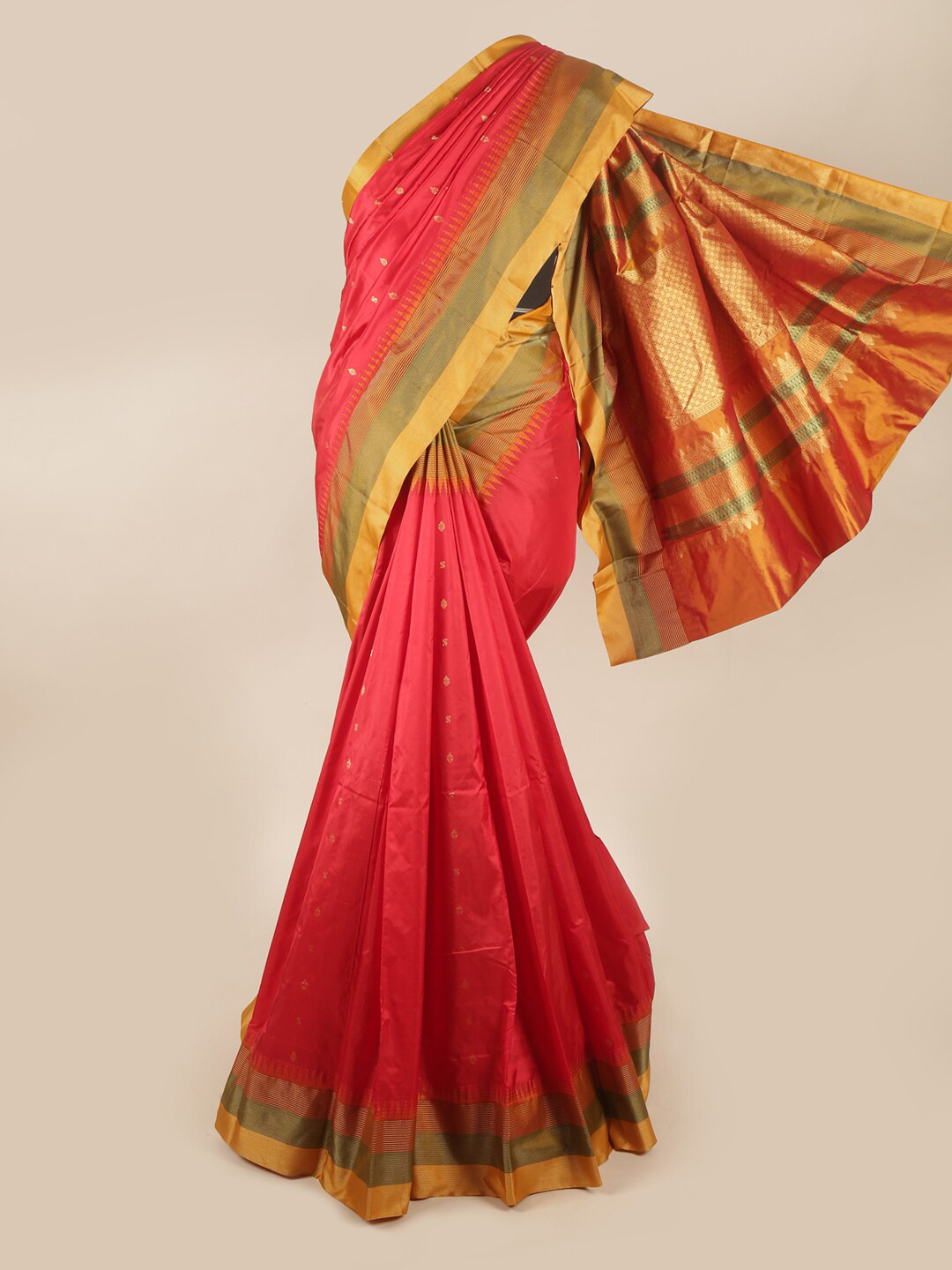 

Pothys Red & Green Woven Design Pure Silk Saree