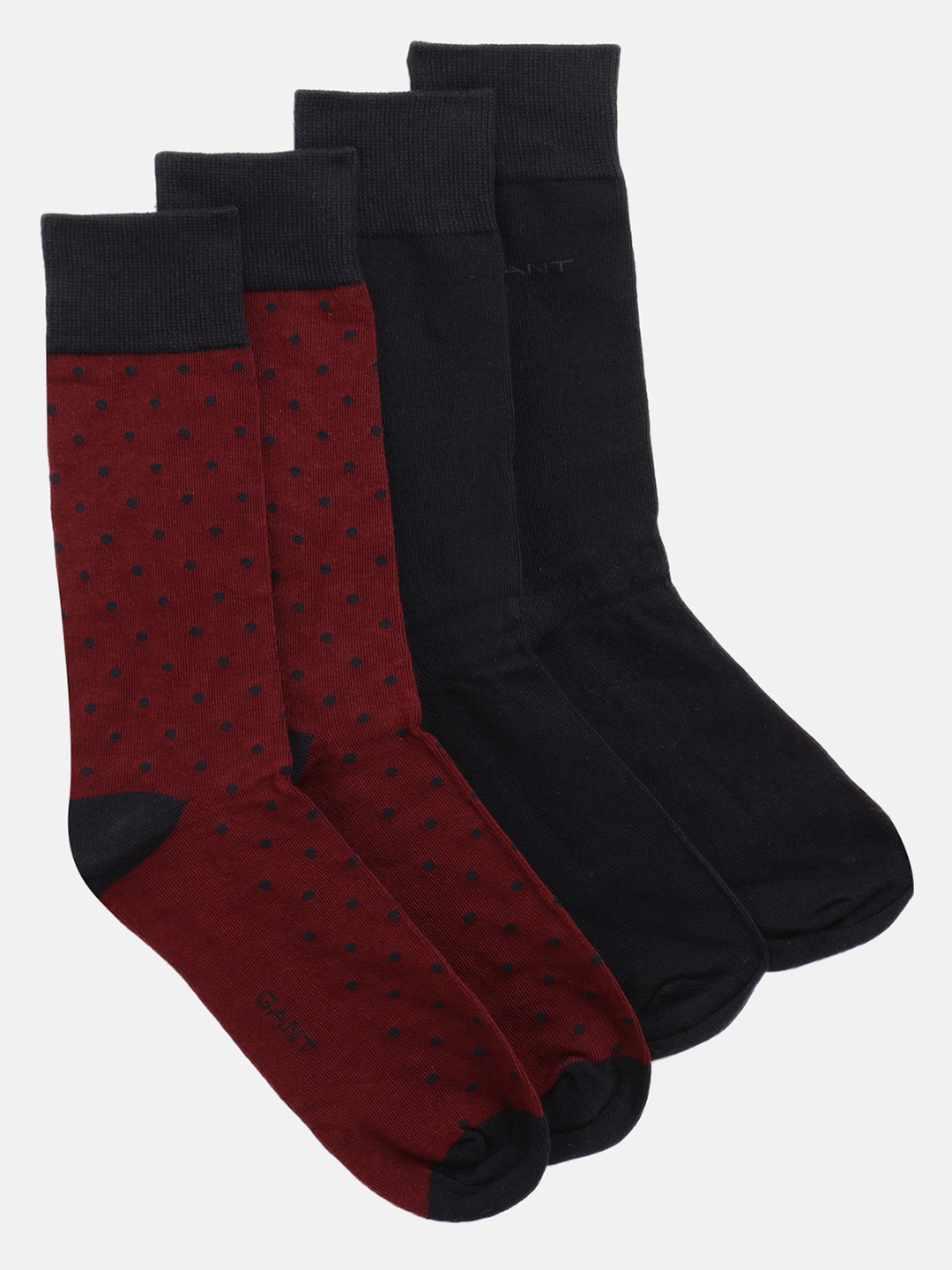 

GANT Men Pack Of 2 Red & Black Patterned Calf-Length Cotton Socks