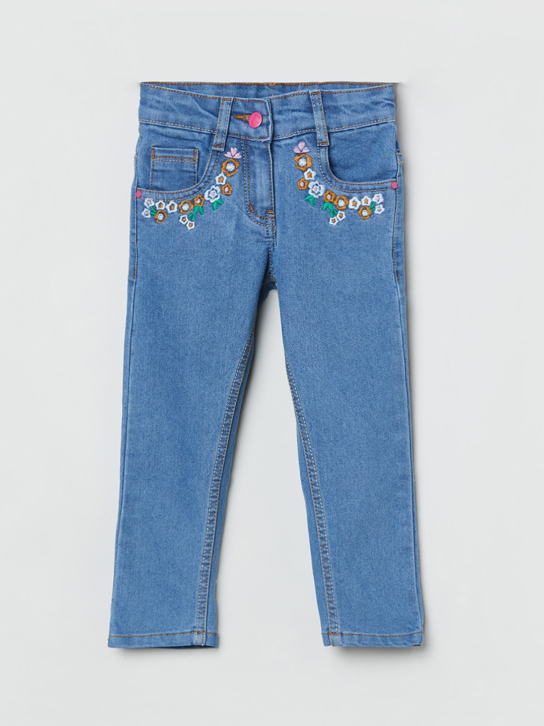 

max Girls Blue Slim Fit Embroidered Stretchable Jeans