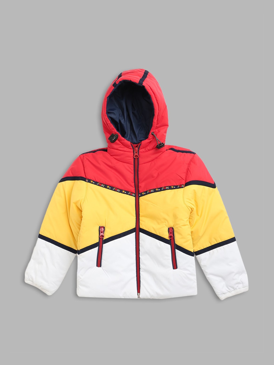 

Blue Giraffe Girls Multicoloured Colourblocked Padded Jacket with Patchwork, Multi