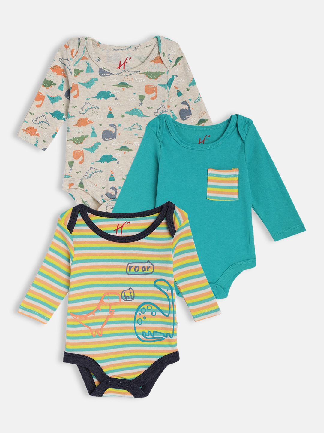 

H By Hamleys Infant Boys Pack of 3 Bodysuits, Blue