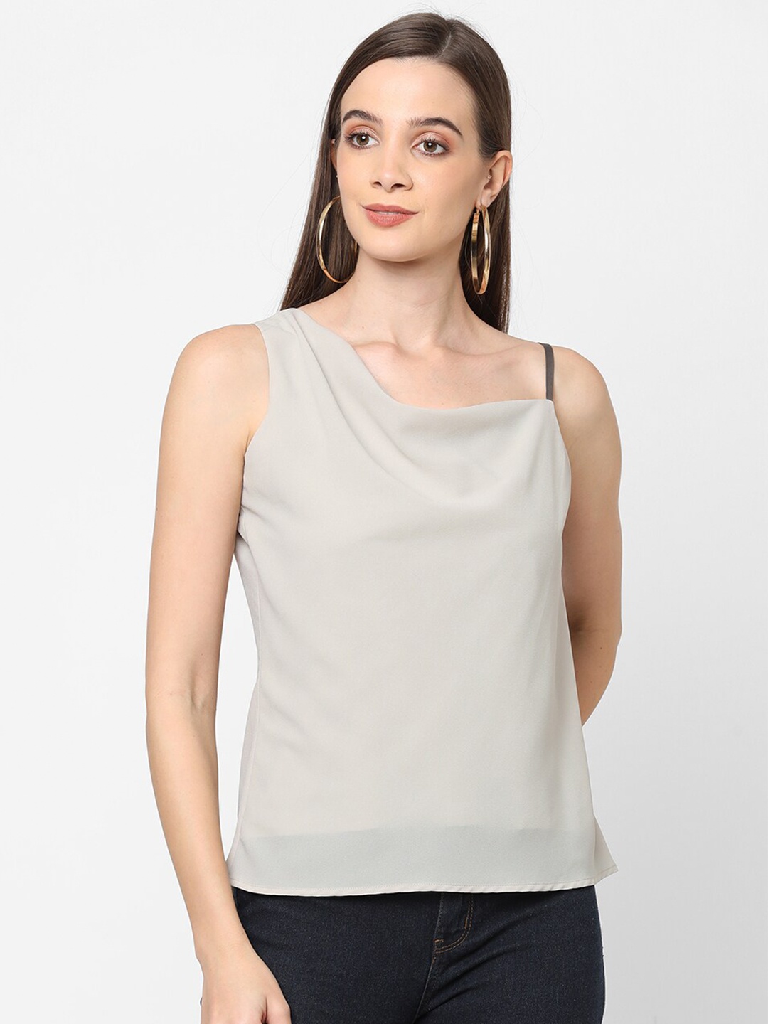 

MISH Grey Georgette Regular Top