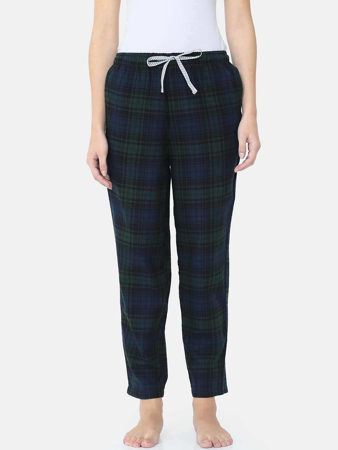 

Bareblow Women Navy Blue & Checked Checked Lounge Pants