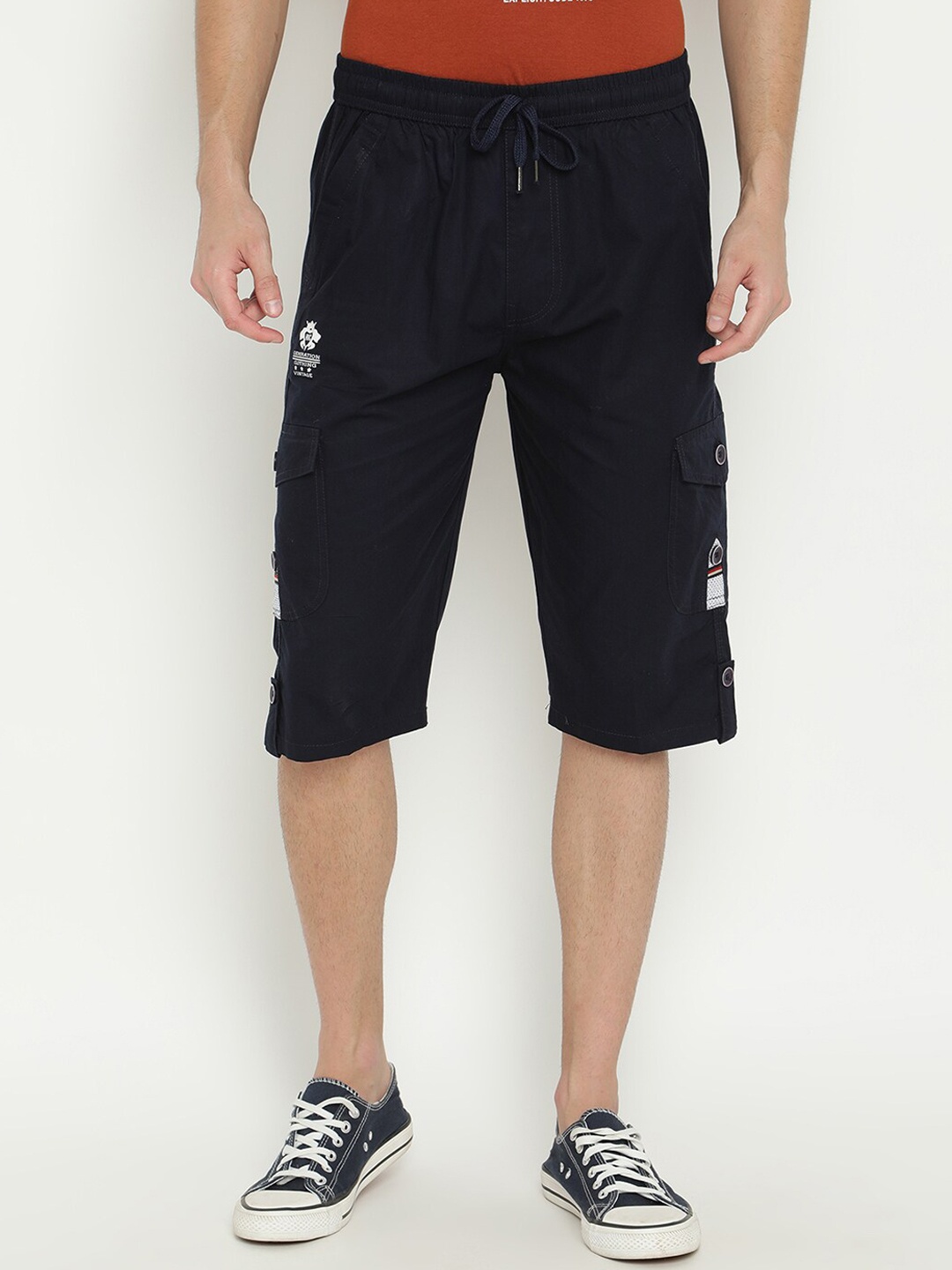

V2 Value & Variety Men Navy Blue Cotton Cargo Shorts