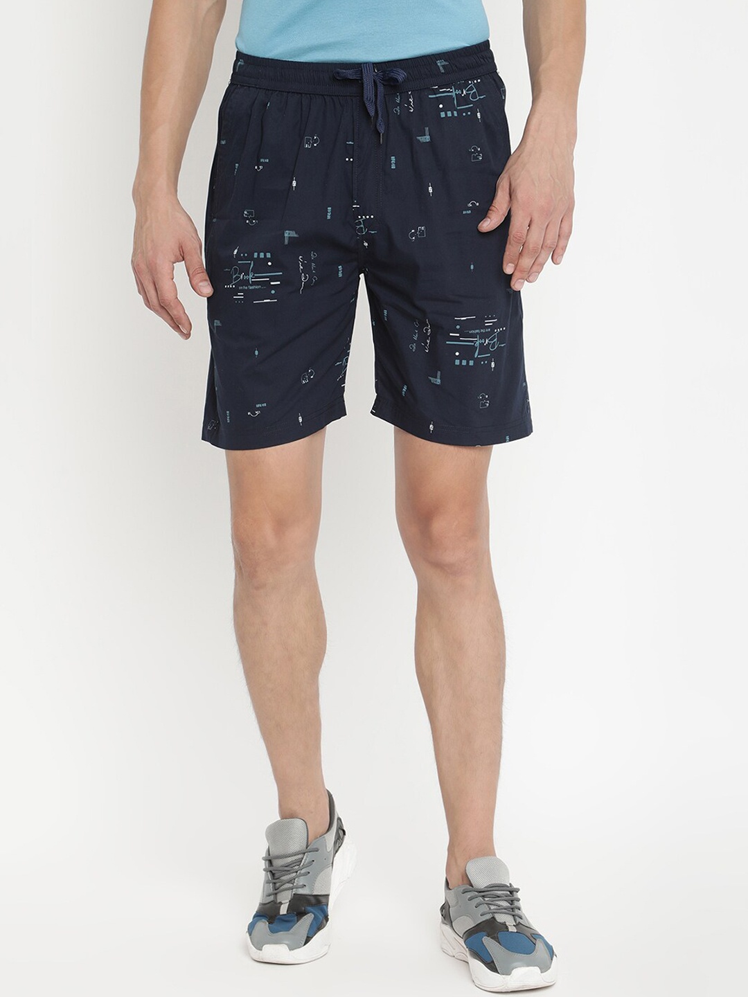 

V2 Value & Variety Men Navy Blue Printed Regular Cotton Shorts