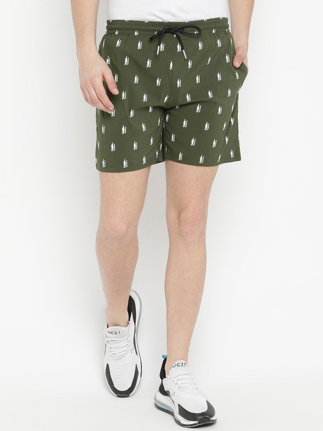 

V2 Value & Variety Men Olive Green Conversational Printed Regular Shorts