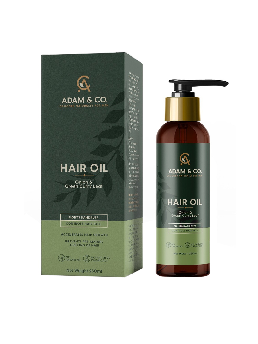 

ADAM & CO Onion Hair Oil With Curry Leaf Extracts - 250 ml, Green