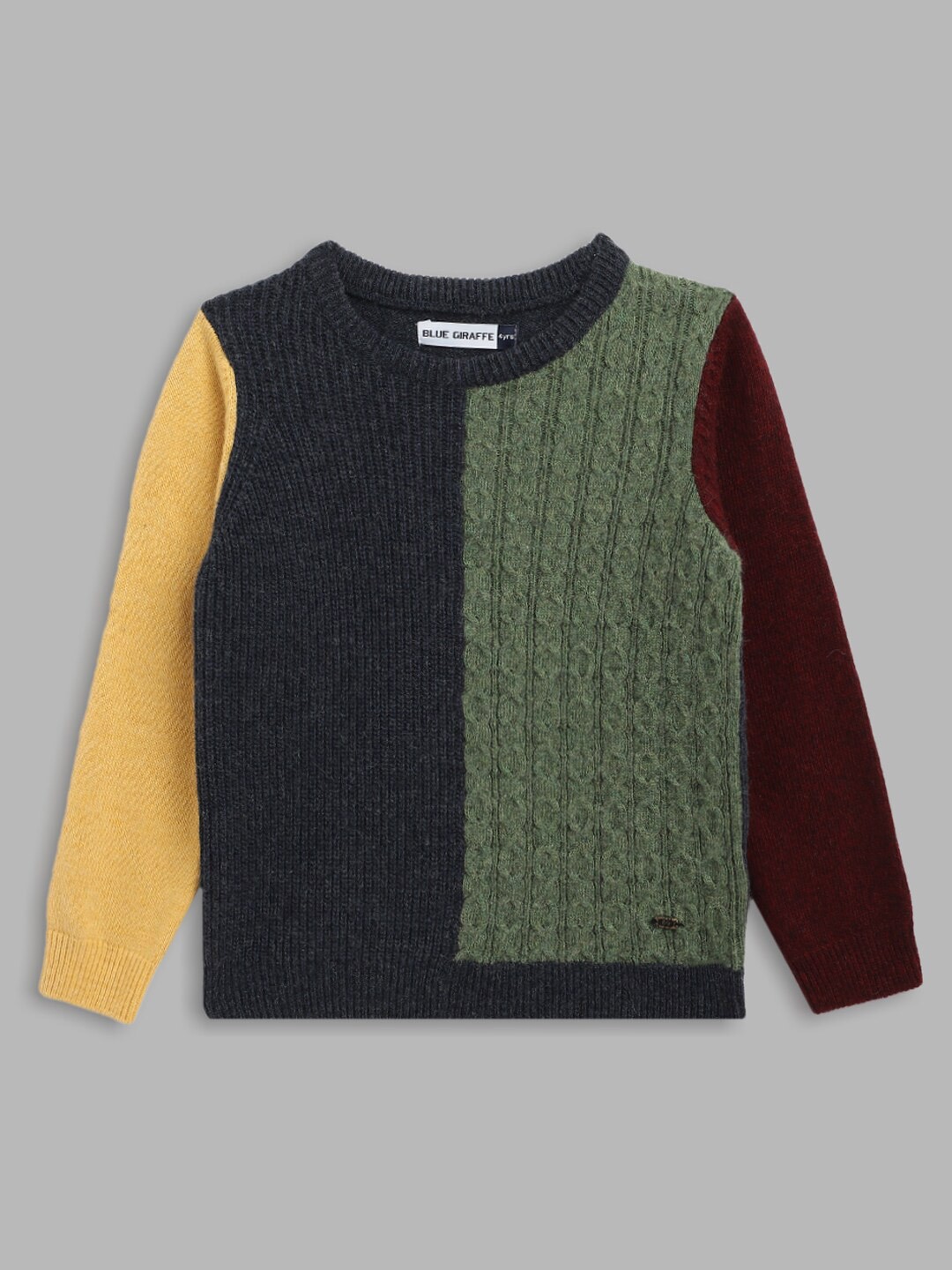 

Blue Giraffe Boys Blue & Green Colourblocked Pullover