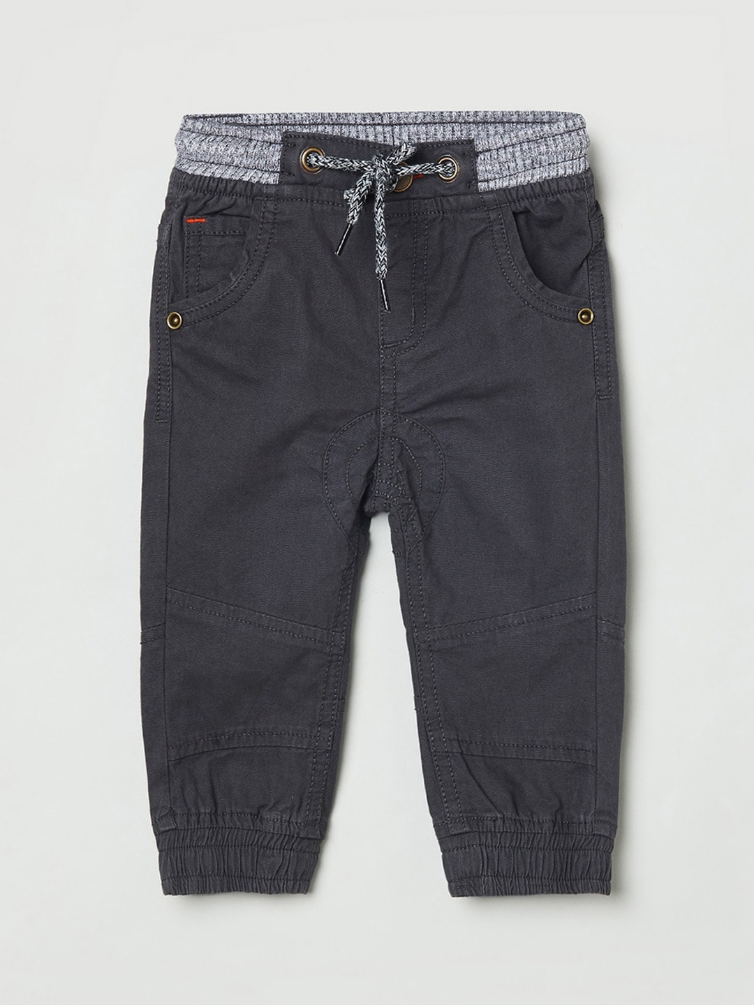 

max Boys Grey Reular Fit Solid Track Pants