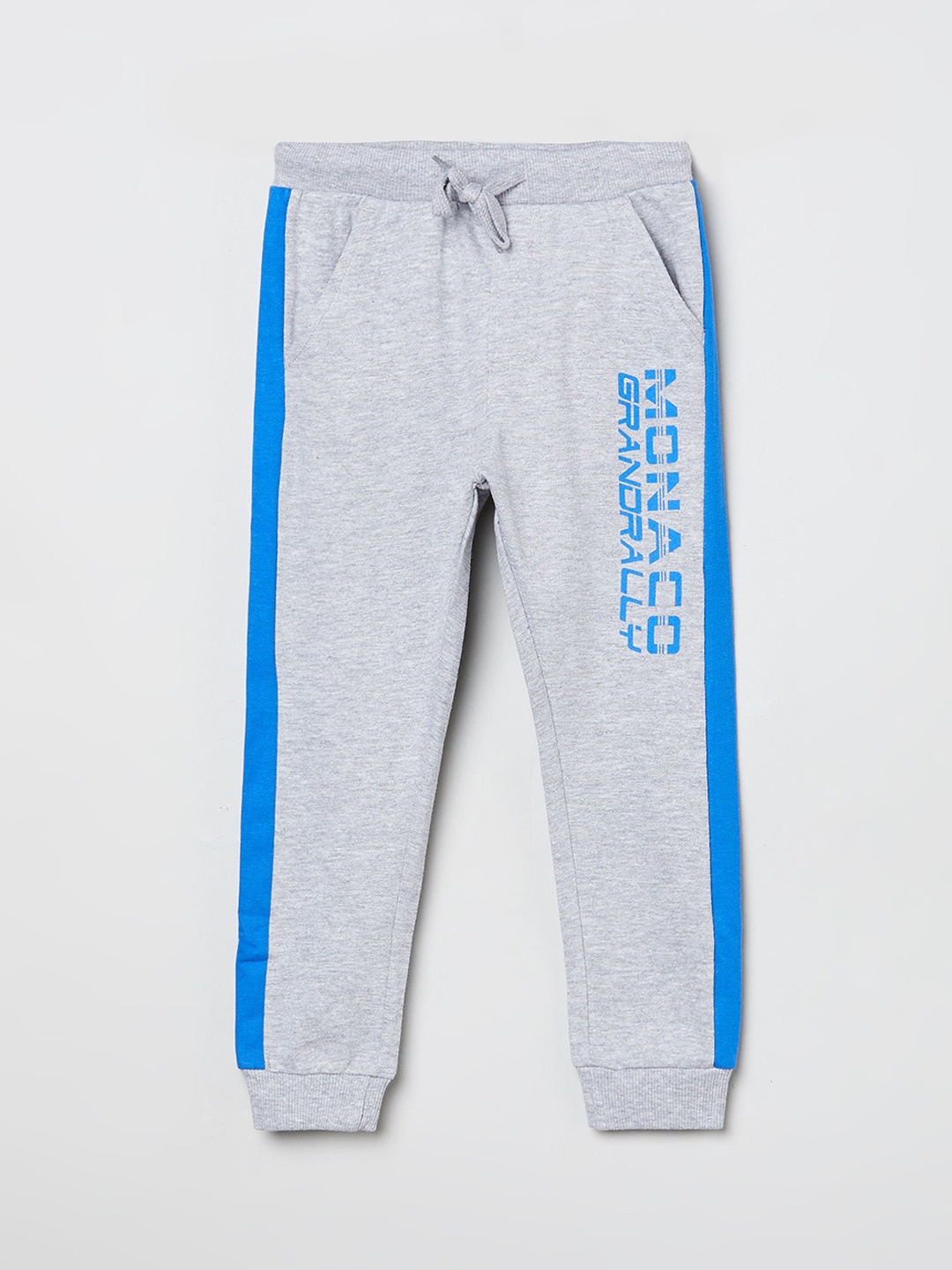 

max Boys Grey & Blue PrintedJoggers