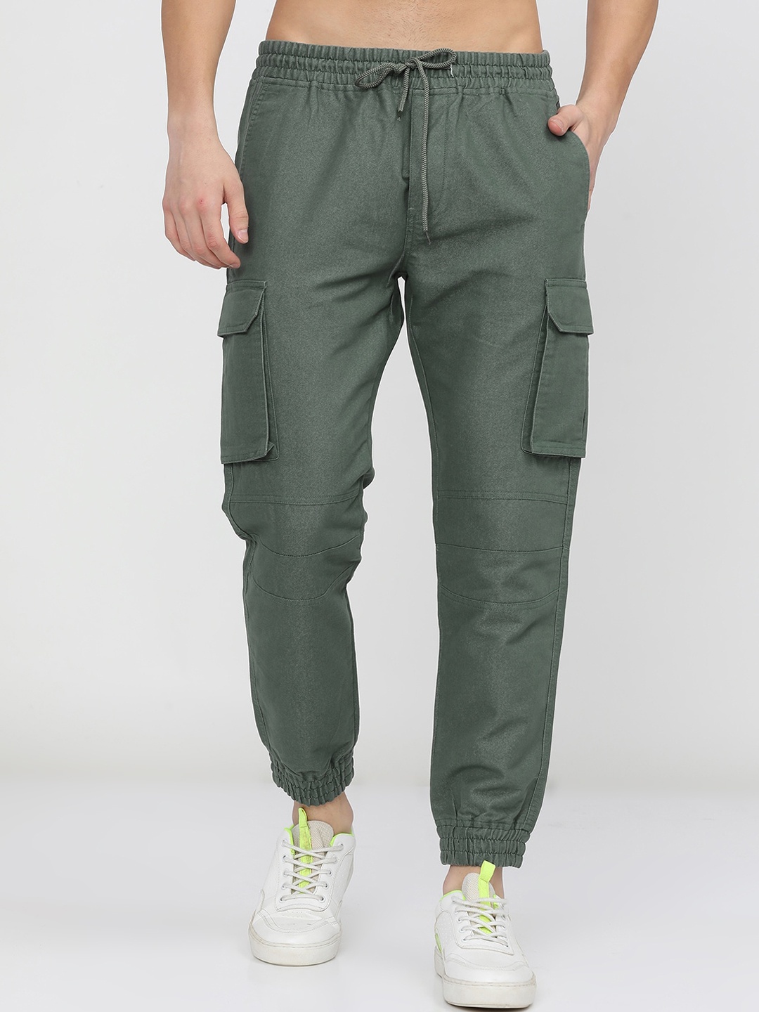 

KETCH Men Olive Green Slim Fit Joggers Trousers