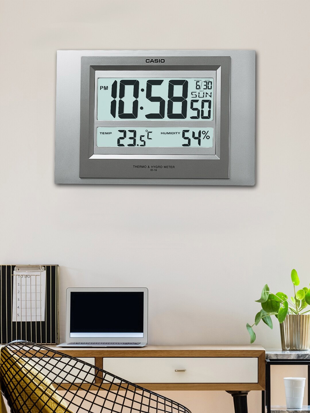 

CASIO Silver & Grey Colourblocked Contemporary Wall Clock