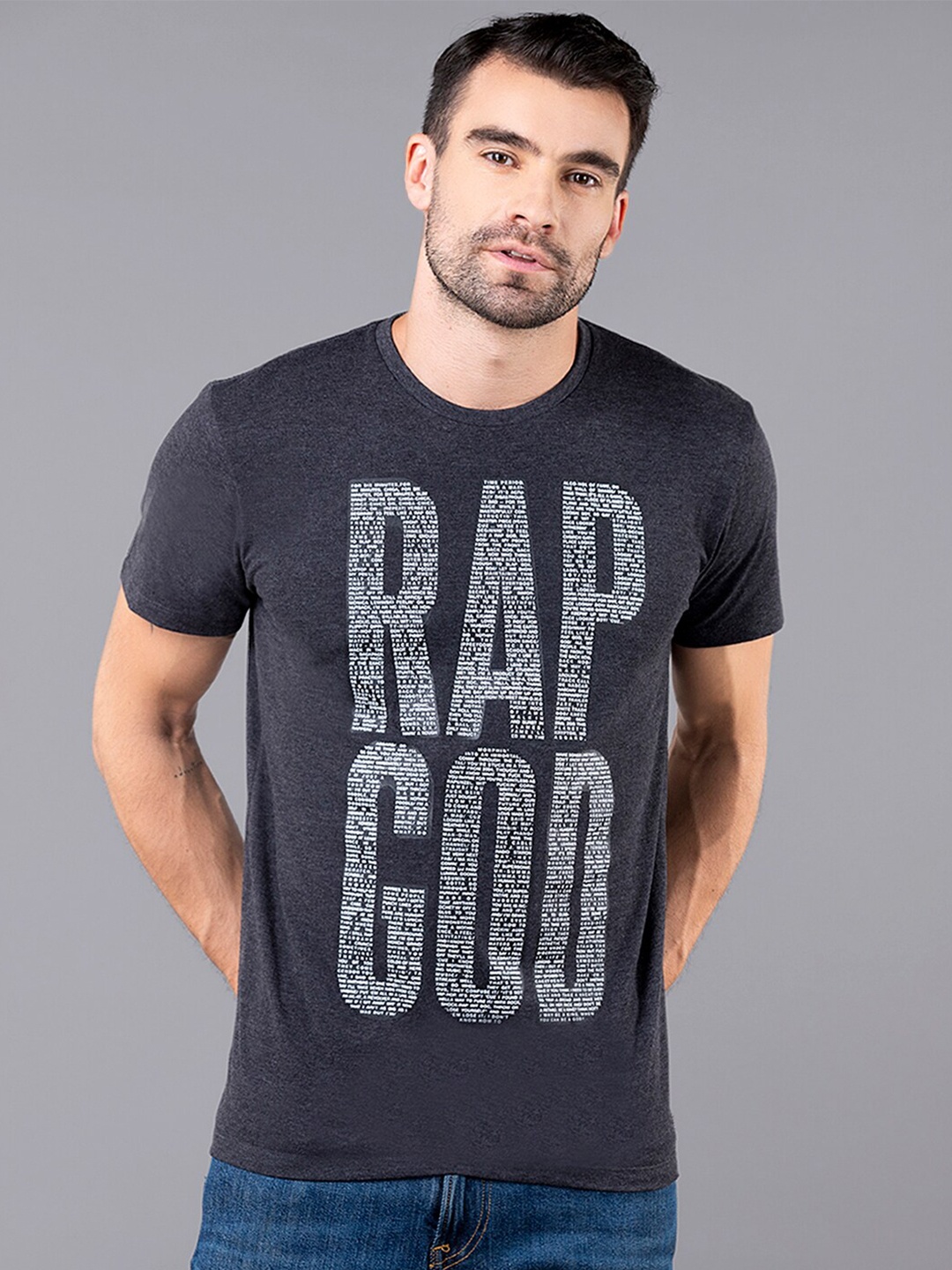 

Free Authority Eminem Men Charcoal Grey Typography Printed Cotton Blend T-shirt