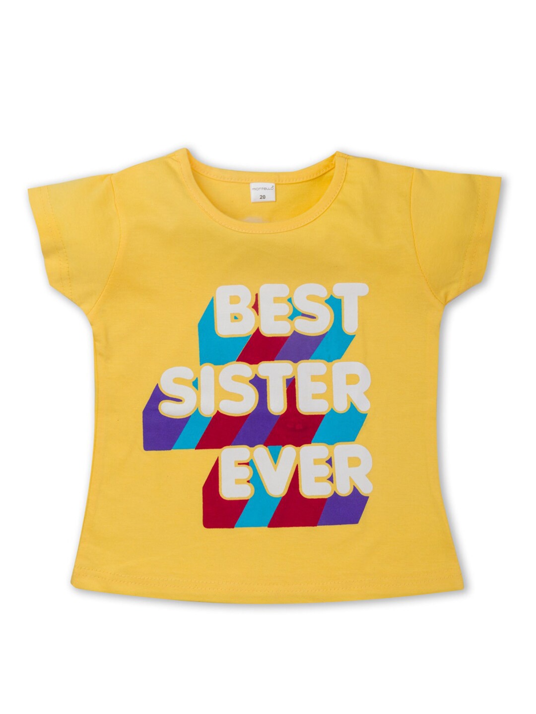 

Montello Girls Yellow Typography Printed Cotton T-shirt
