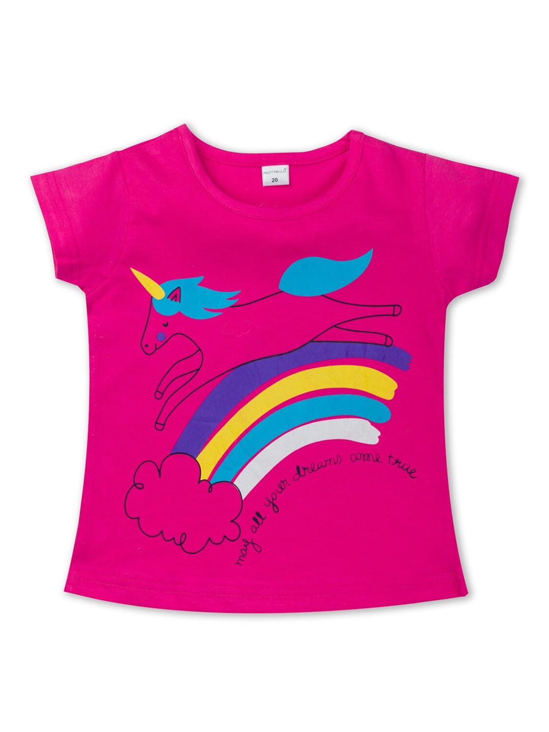 

Montello Girls Pink Printed Cotton T-shirt