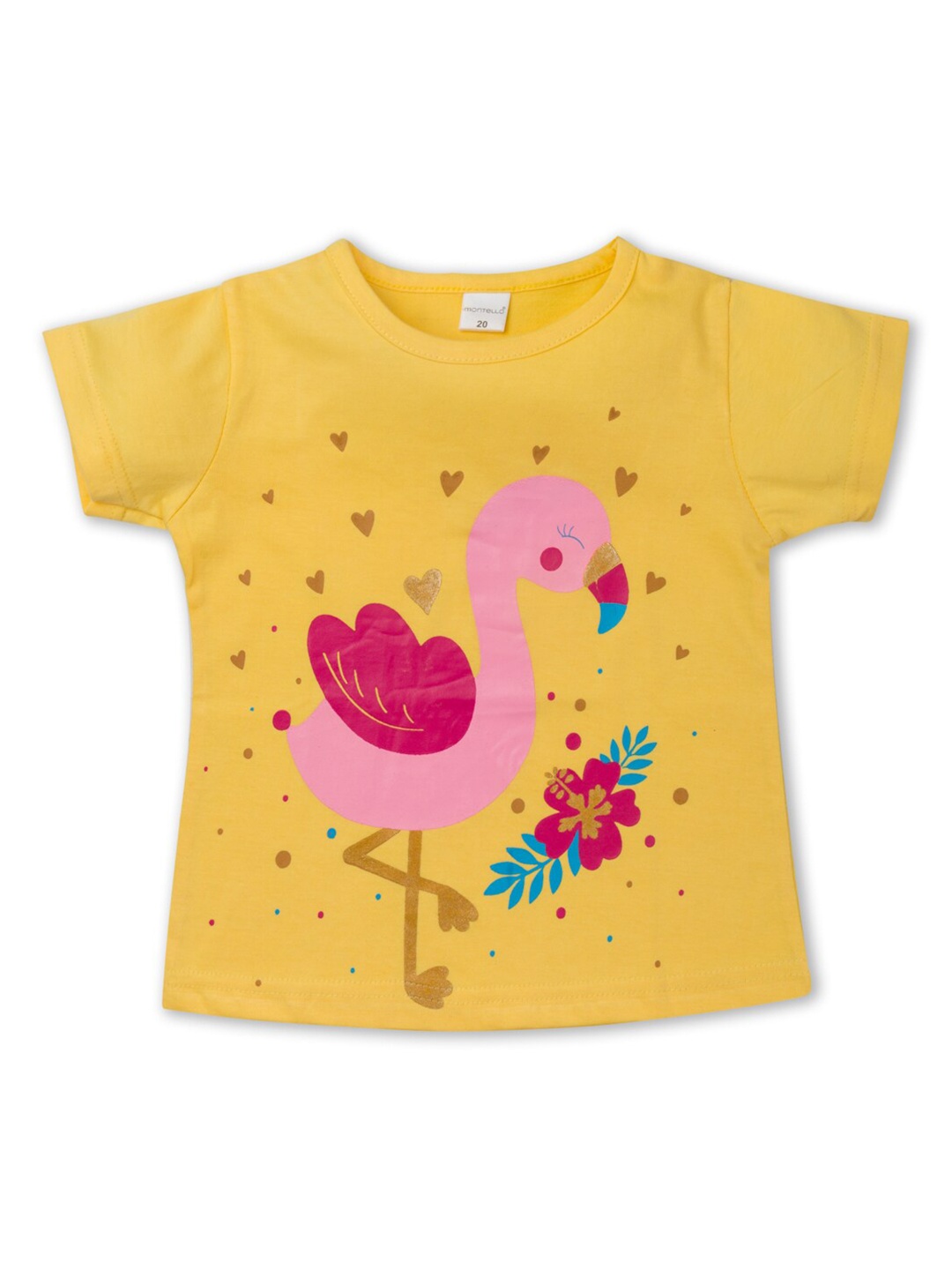 

Montello Girls Yellow & Pink Printed T-shirt
