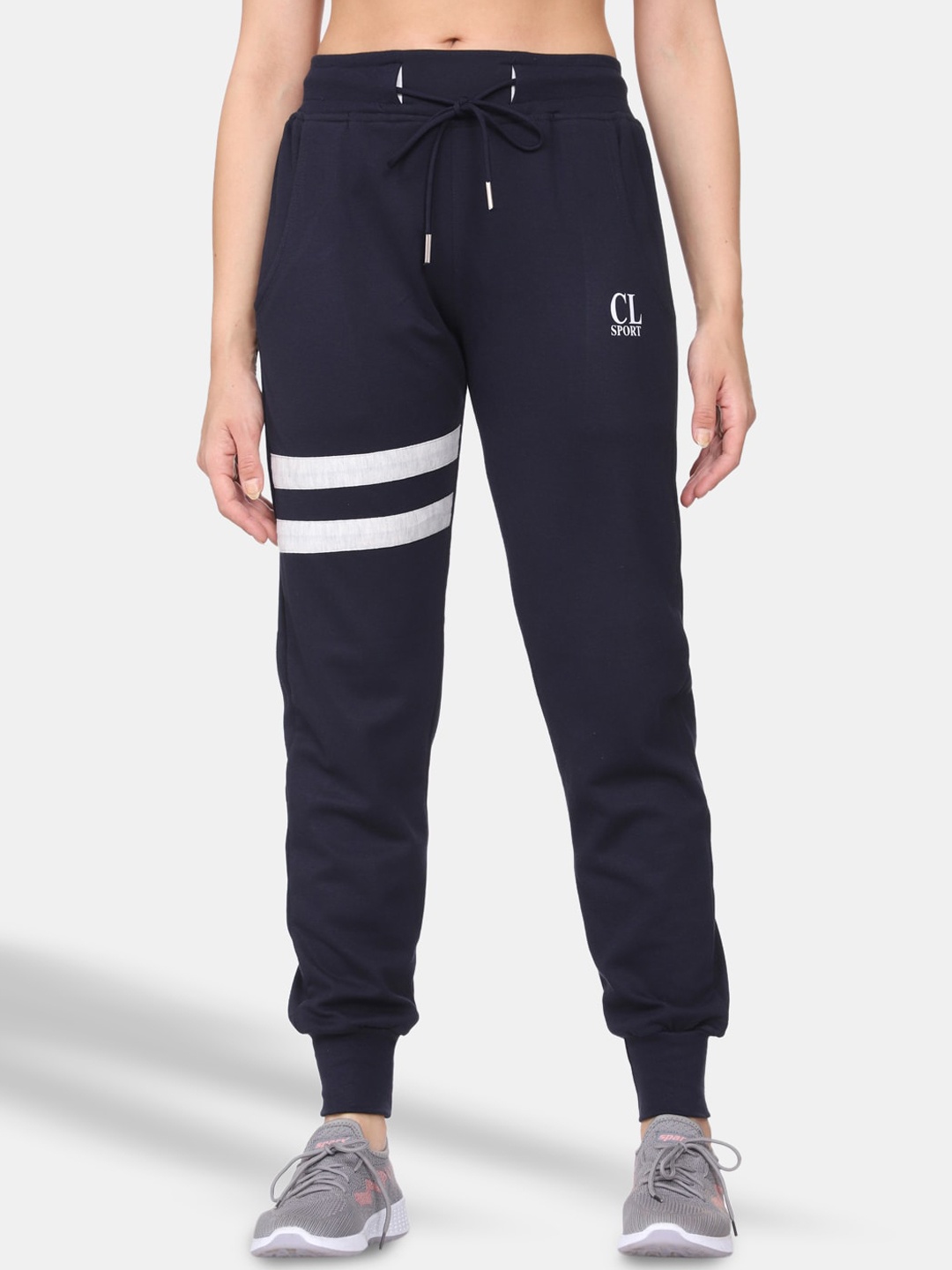 

CL SPORT Women Navy Blue & White Solid Joggers