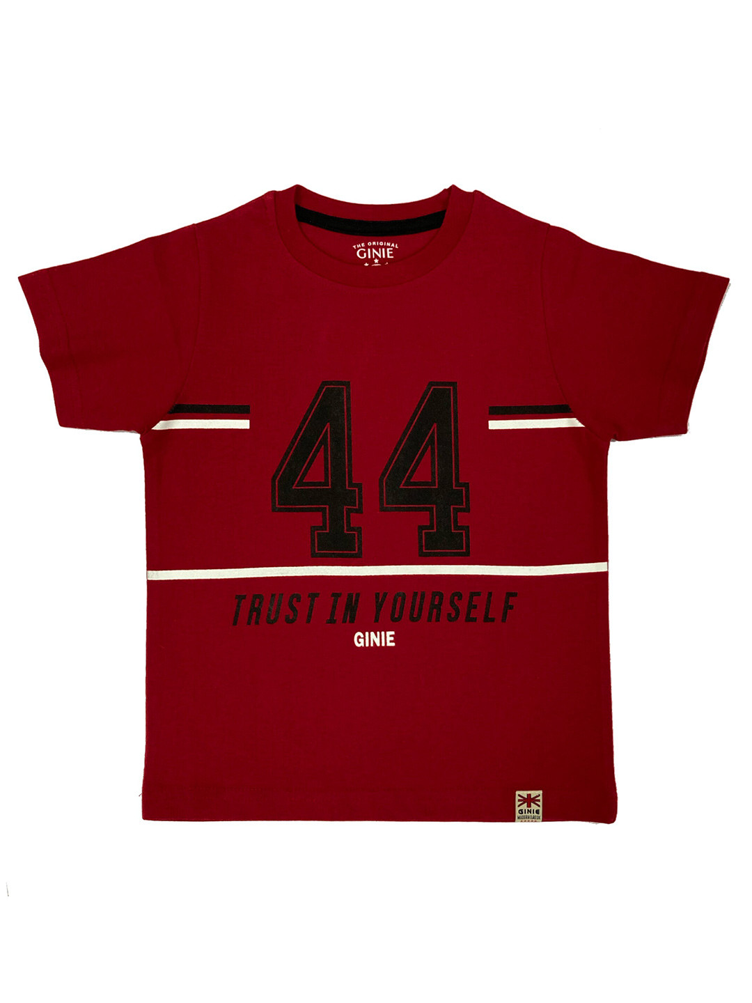 

Ginie Boys Red Typography Printed T-shirt