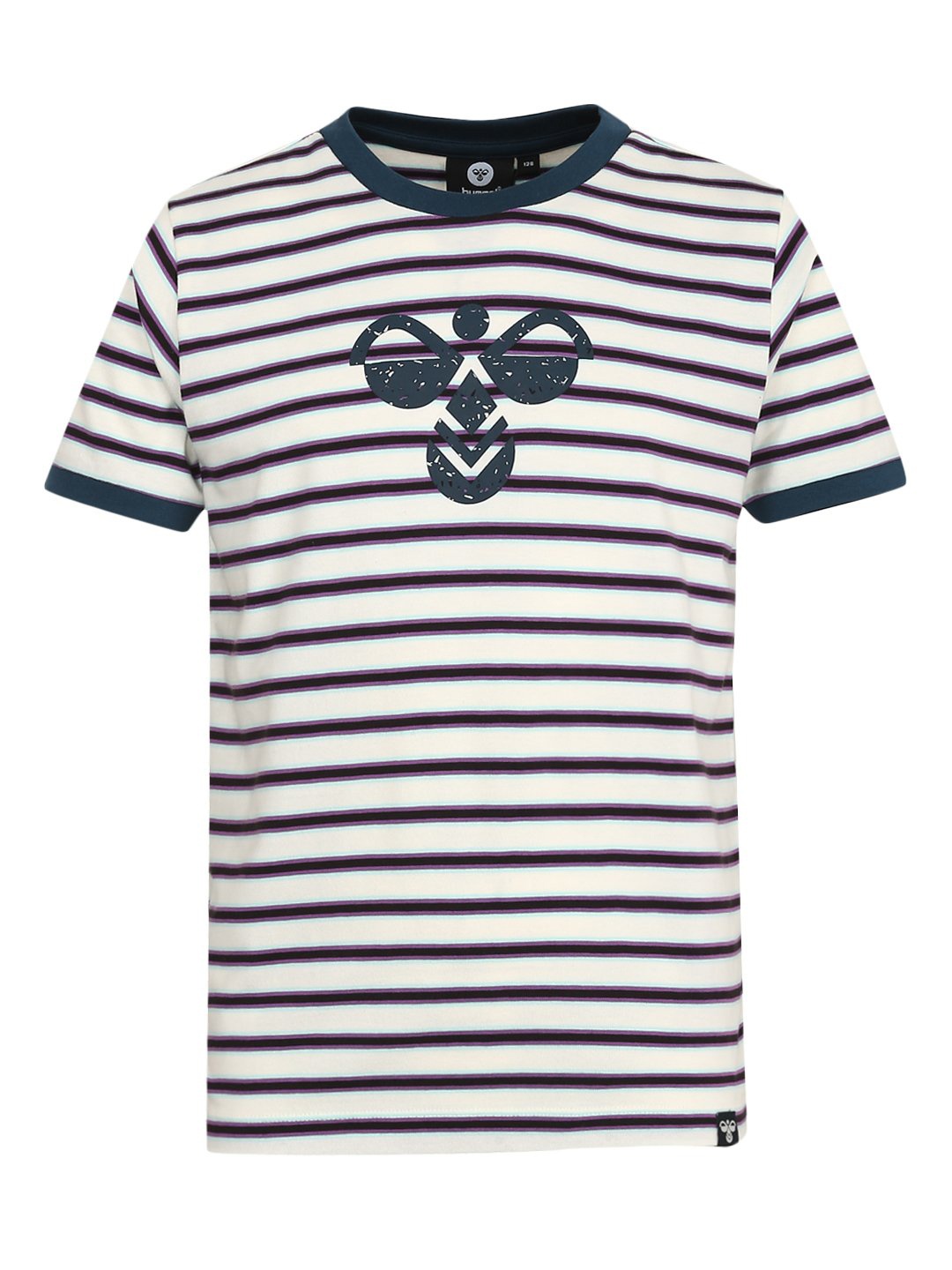 

hummel Unisex Kids White Striped Pure Cotton T-shirt