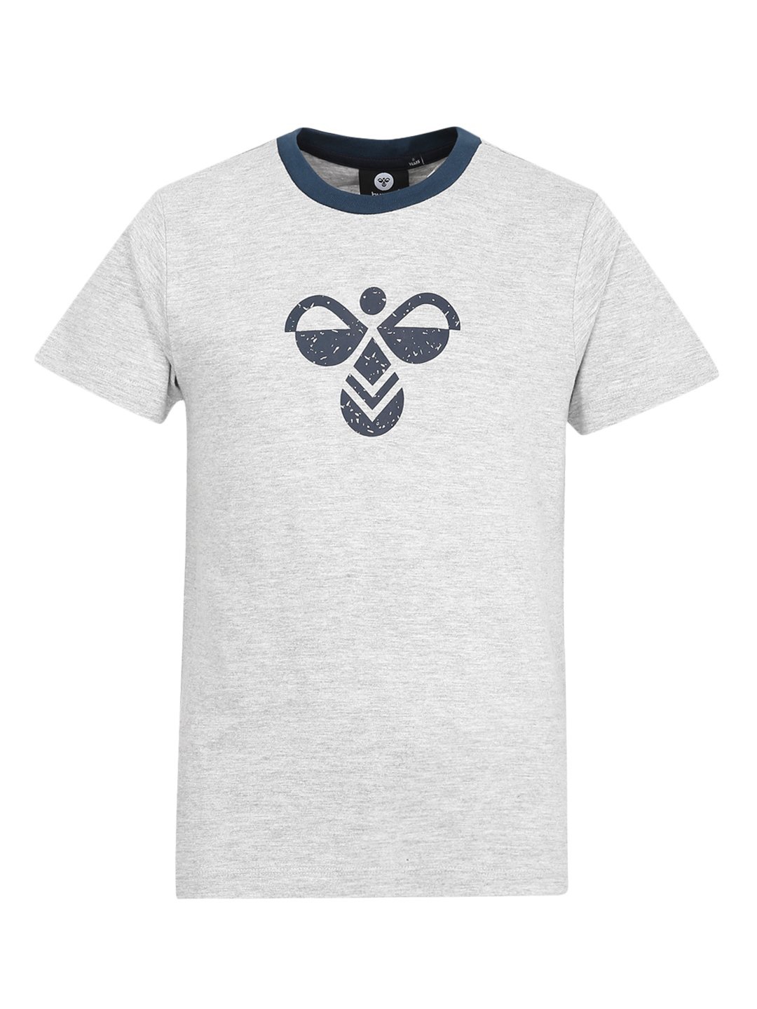 

hummel Unisex Kids Grey Melange Printed Pure Cotton Applique T-shirt