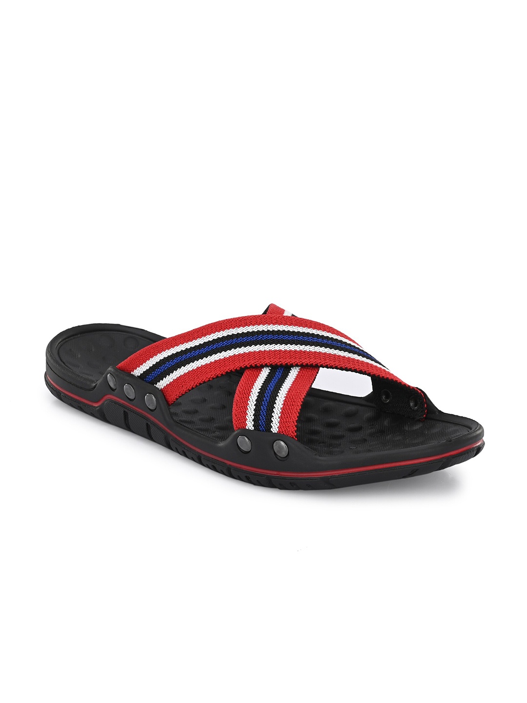 

BUCIK Men Red & Black Striped Slip-On