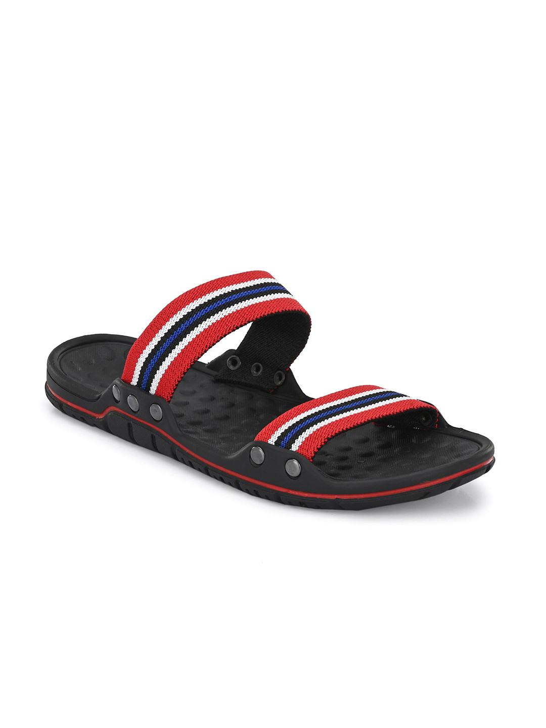 

BUCIK Men Red & Black Striped Slip-On
