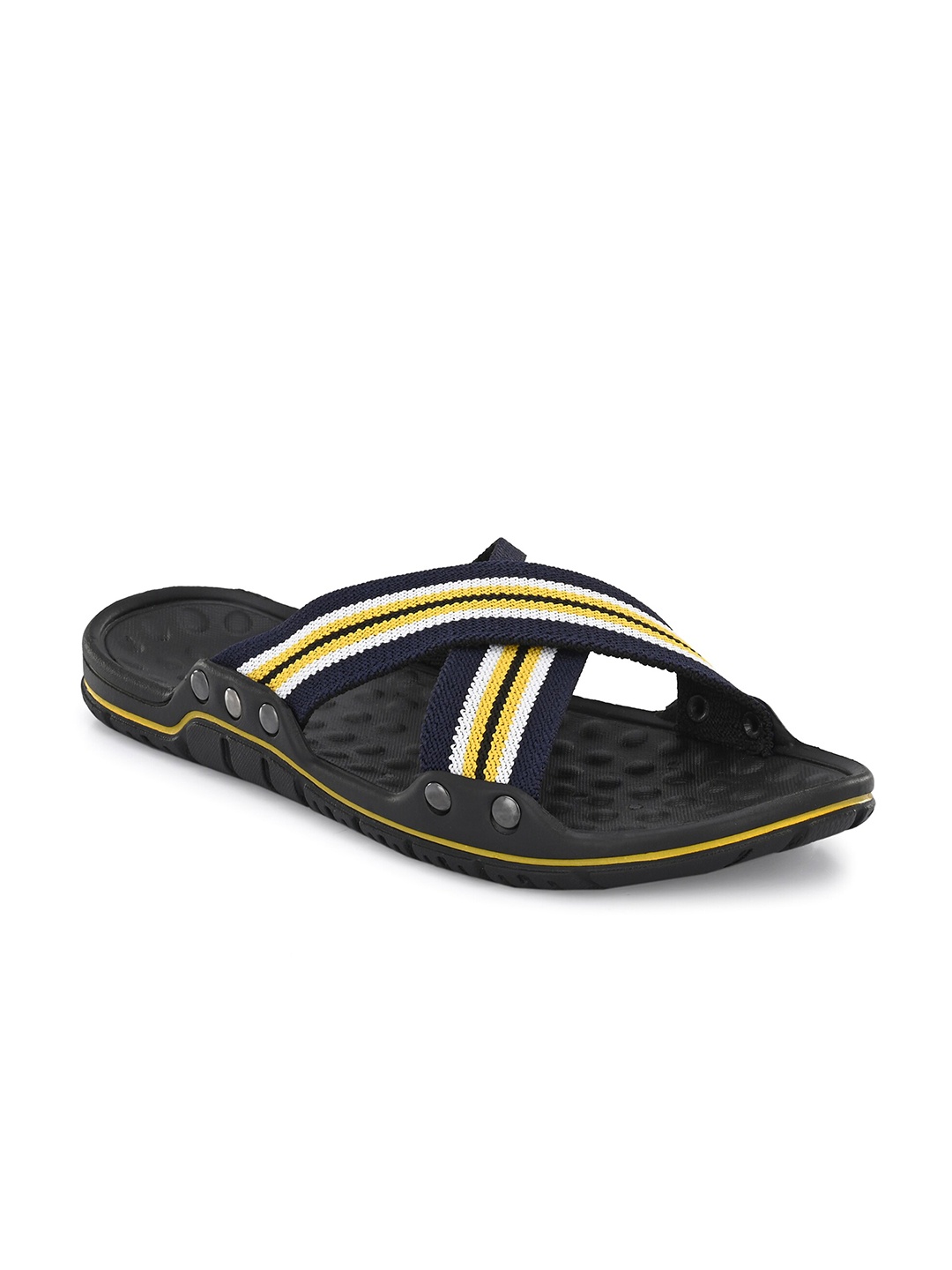 

BUCIK Men Black & Yellow Colourblocked Slip-On