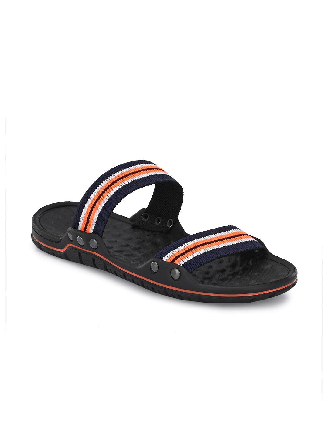 

BUCIK Men Black & Orange Colourblocked Slip-On