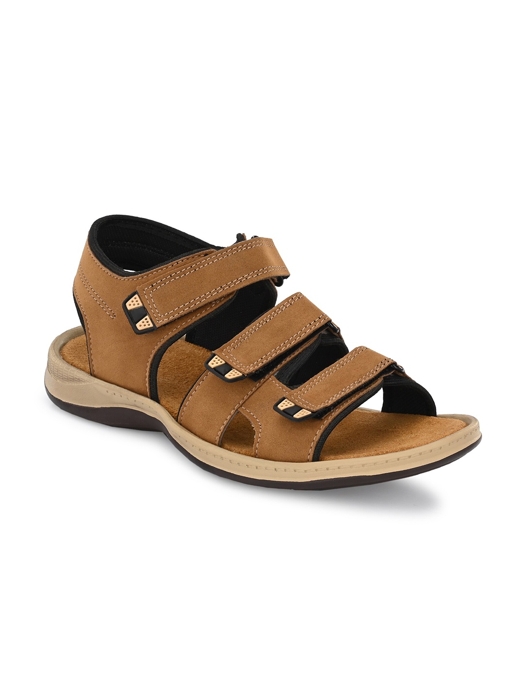 

BUCIK Men Beige Genuine Leather Sports Sandals