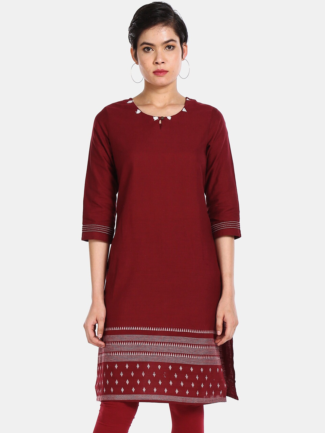 

Karigari Women Red Keyhole Neck Kurta