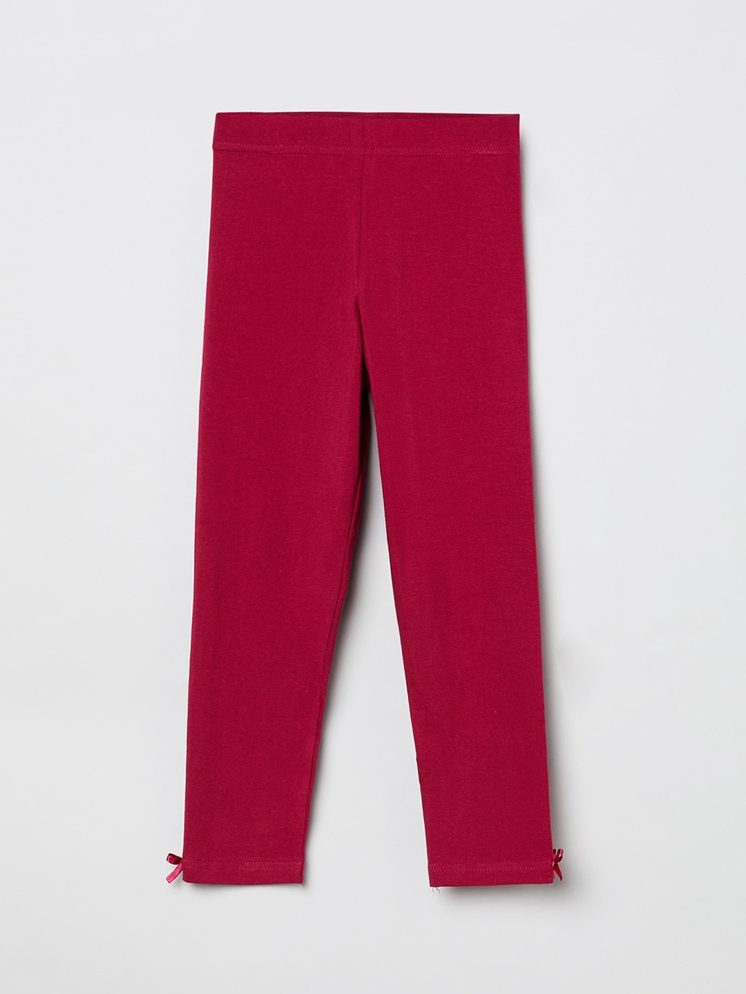 

max Girls Red Solid Ankle Length Leggings