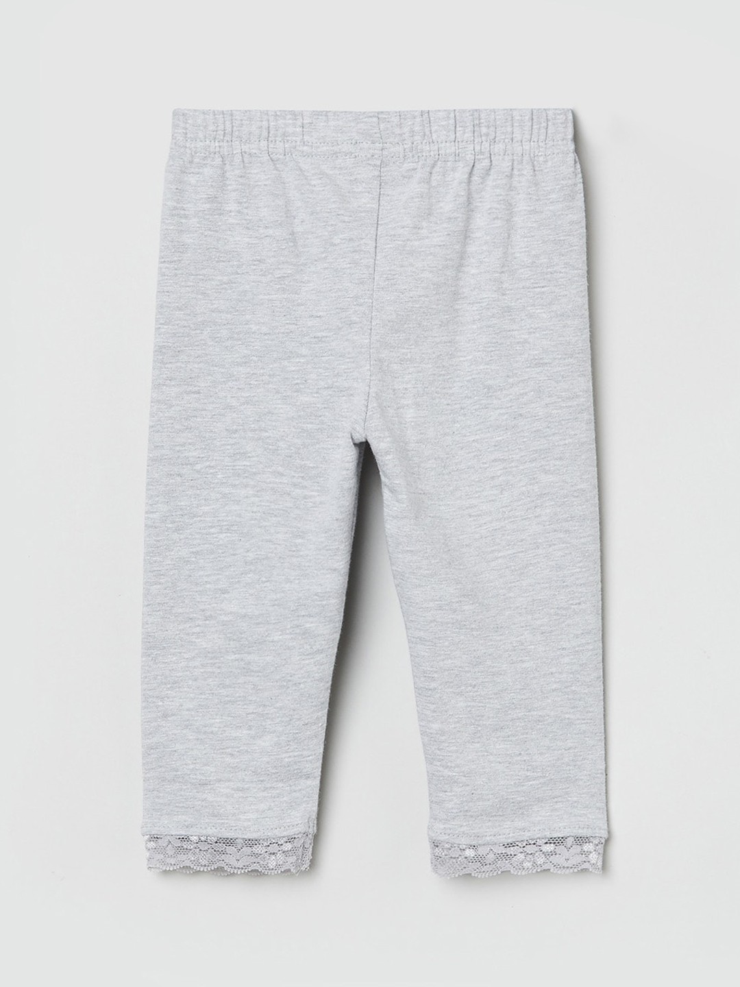 

max Girls Grey Solid Pure Cotton Leggings
