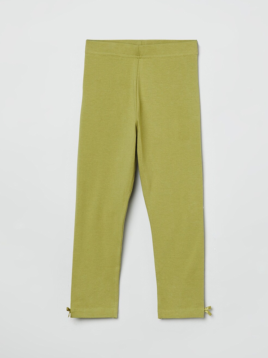 

max Girls Green Solid Ankle-Length Leggings
