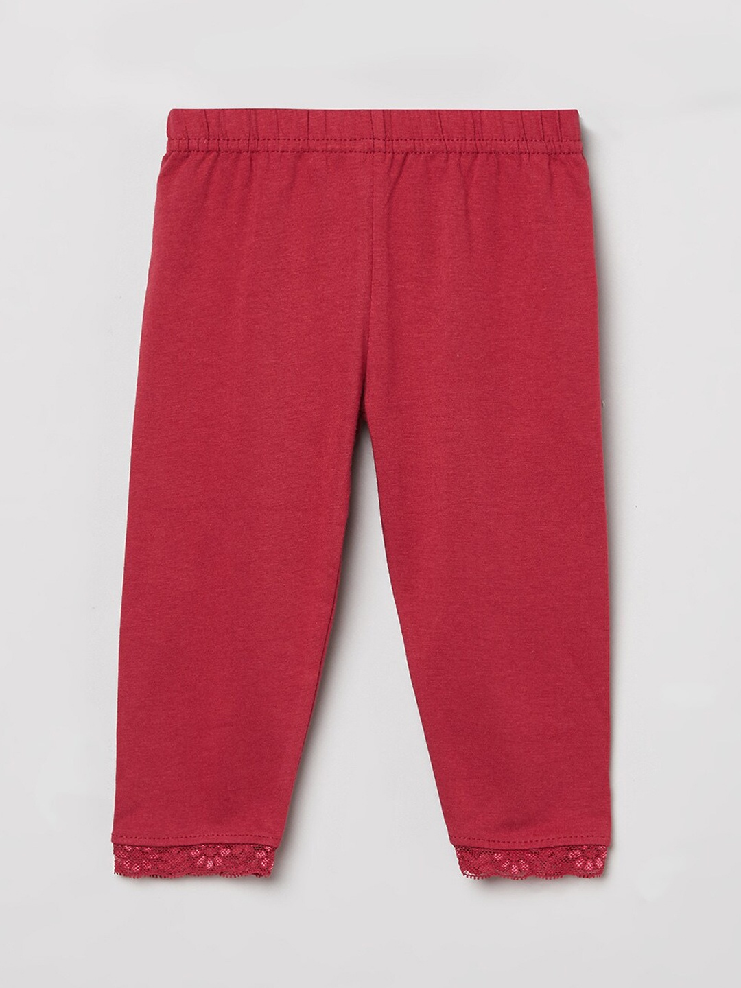 

max Girls Maroon Solid Leggings