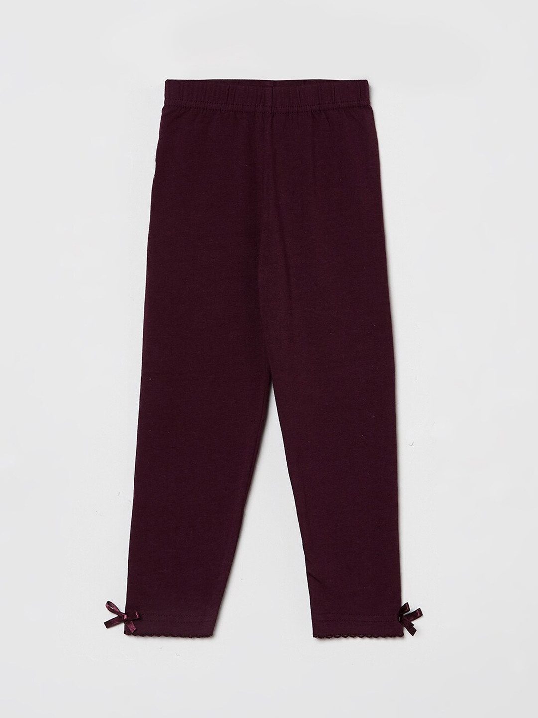 

max Girls Burgundy Solid Leggings