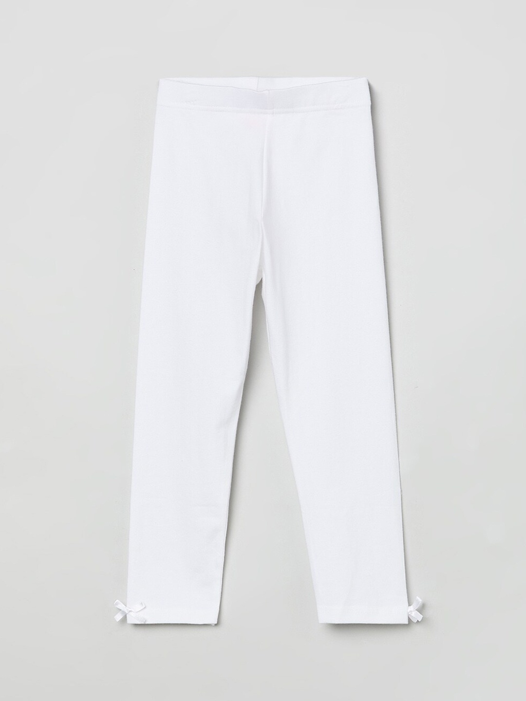 

max Girls White Solid Ankle-Length Leggings