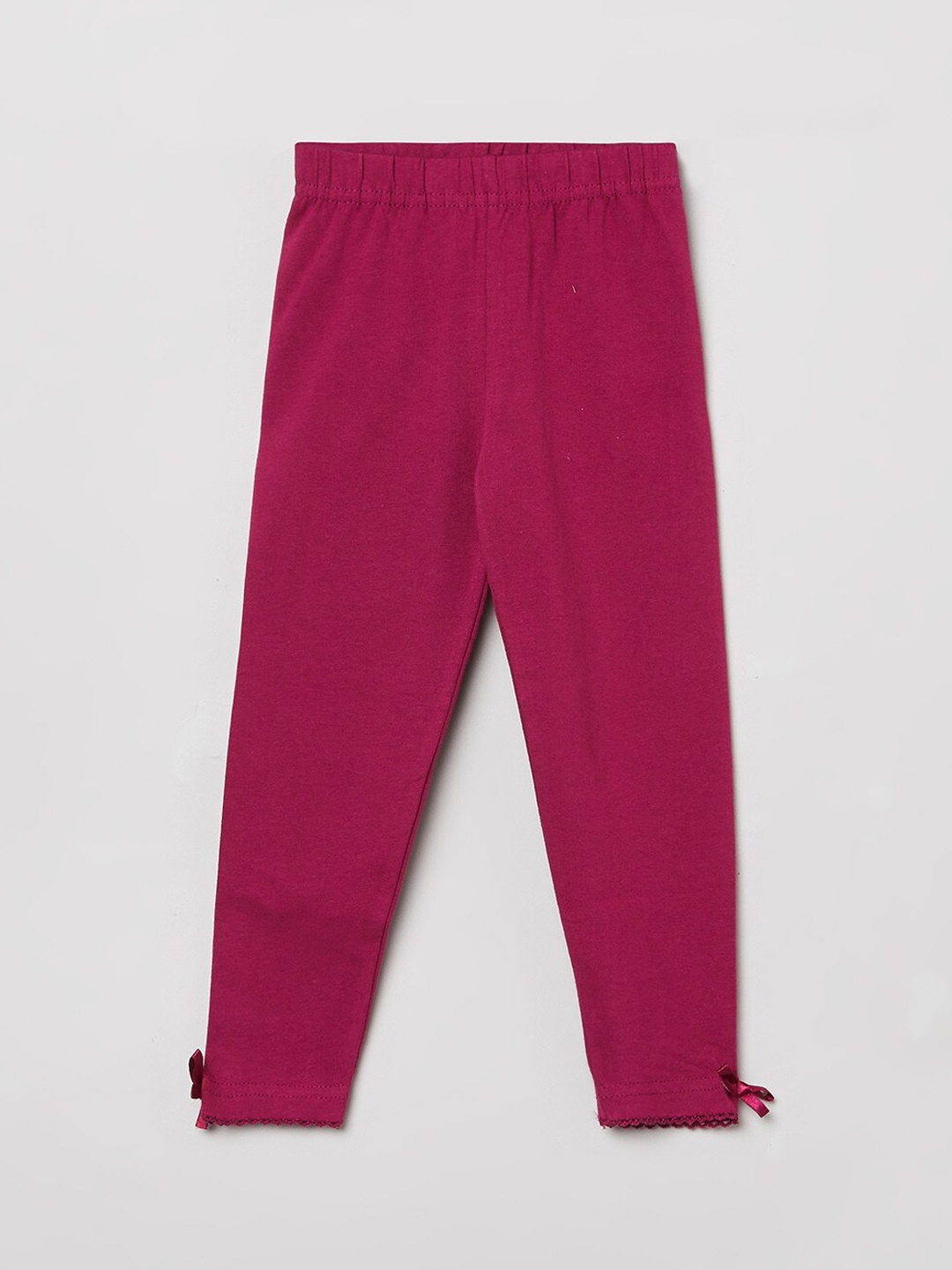 

max Girls Magenta Solid Leggings