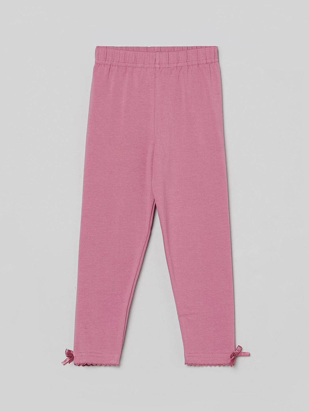 

max Girls Pink Solid Ankle-Length Leggings