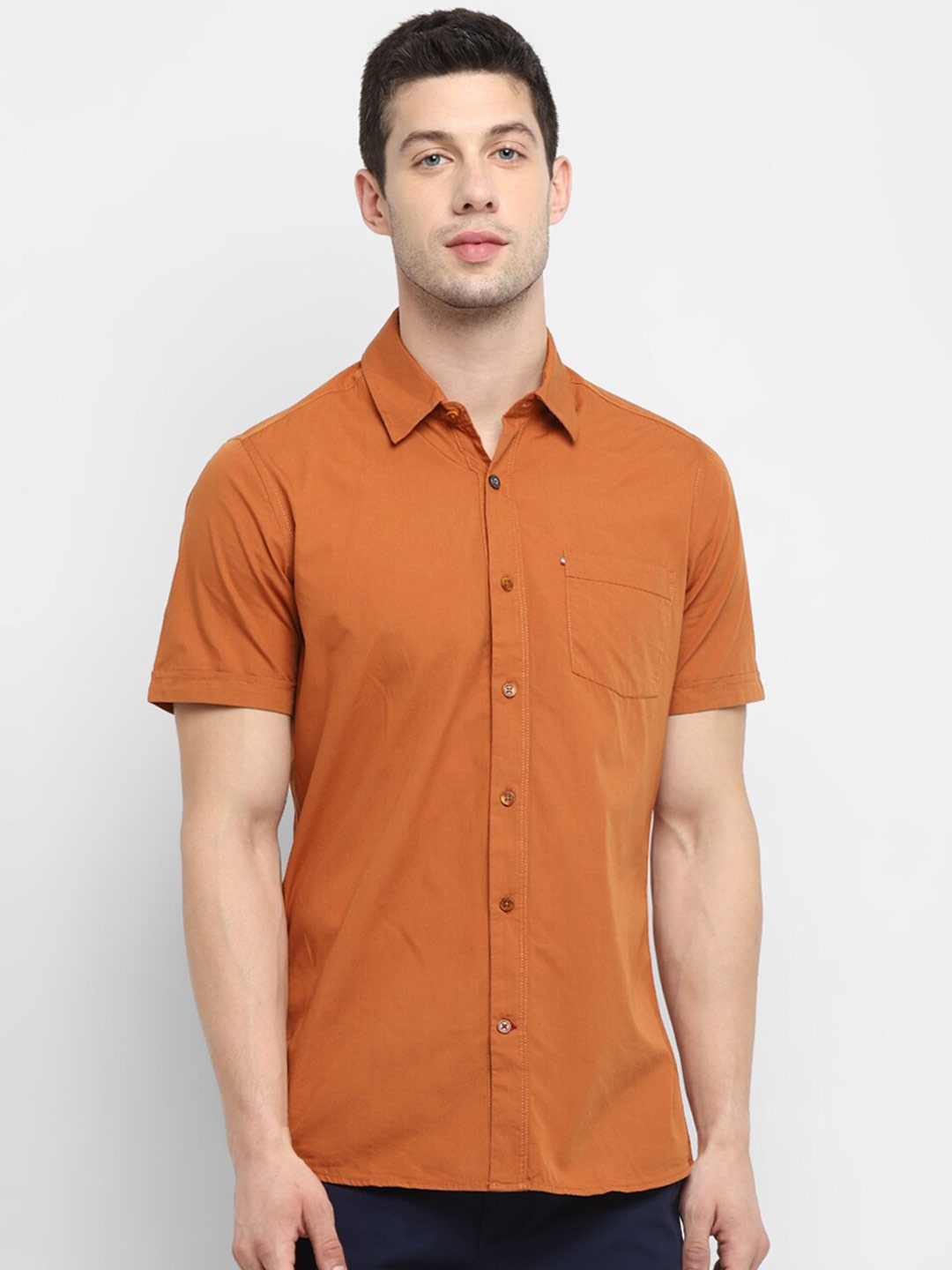 

Red Chief Men Orange Opaque Casual Shirt
