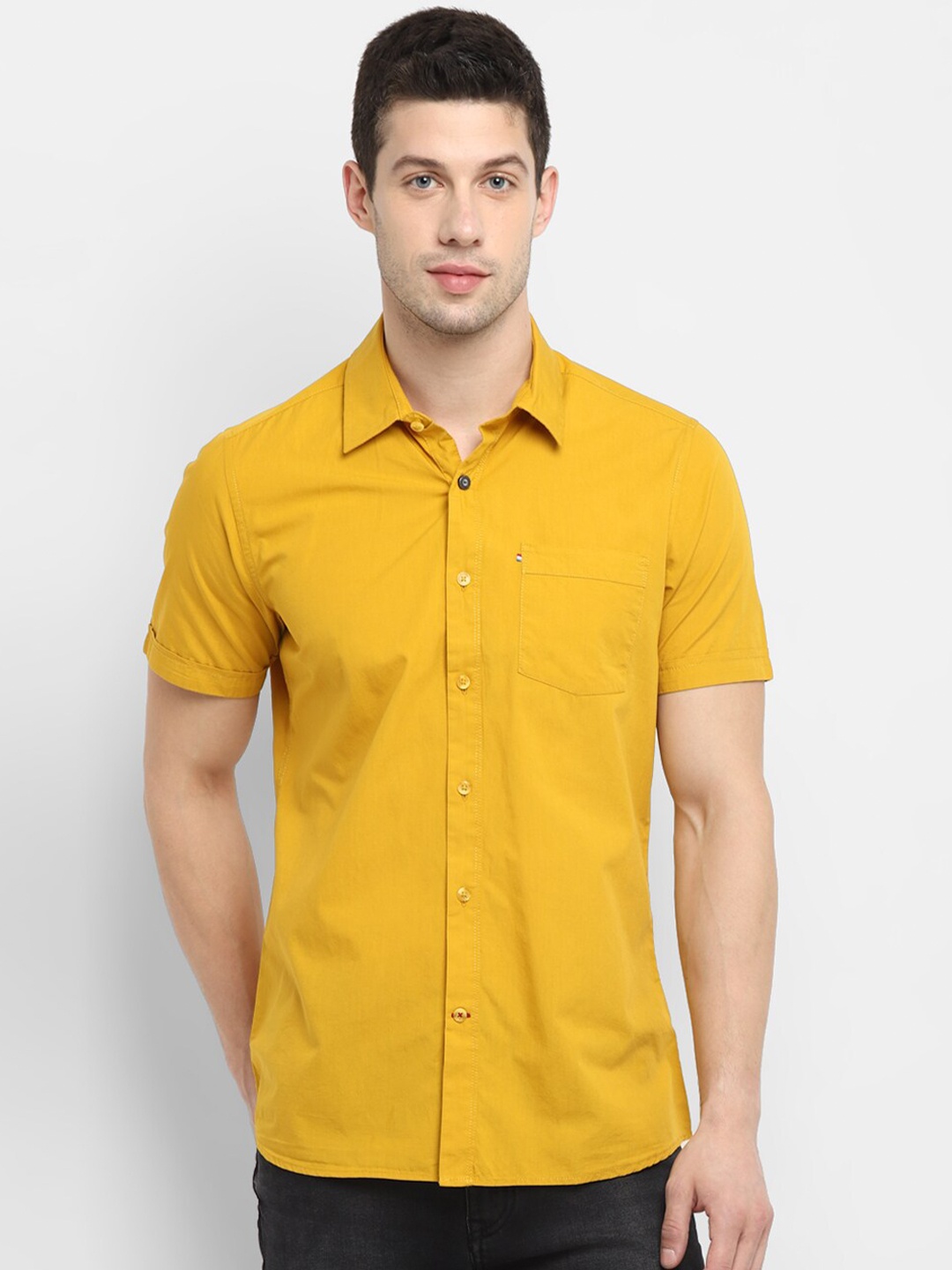 

Red Chief Men Mustard Casual Shirt