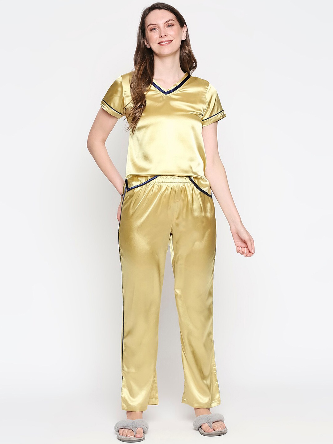 

inocenCia Women Beige & Blue Night suit