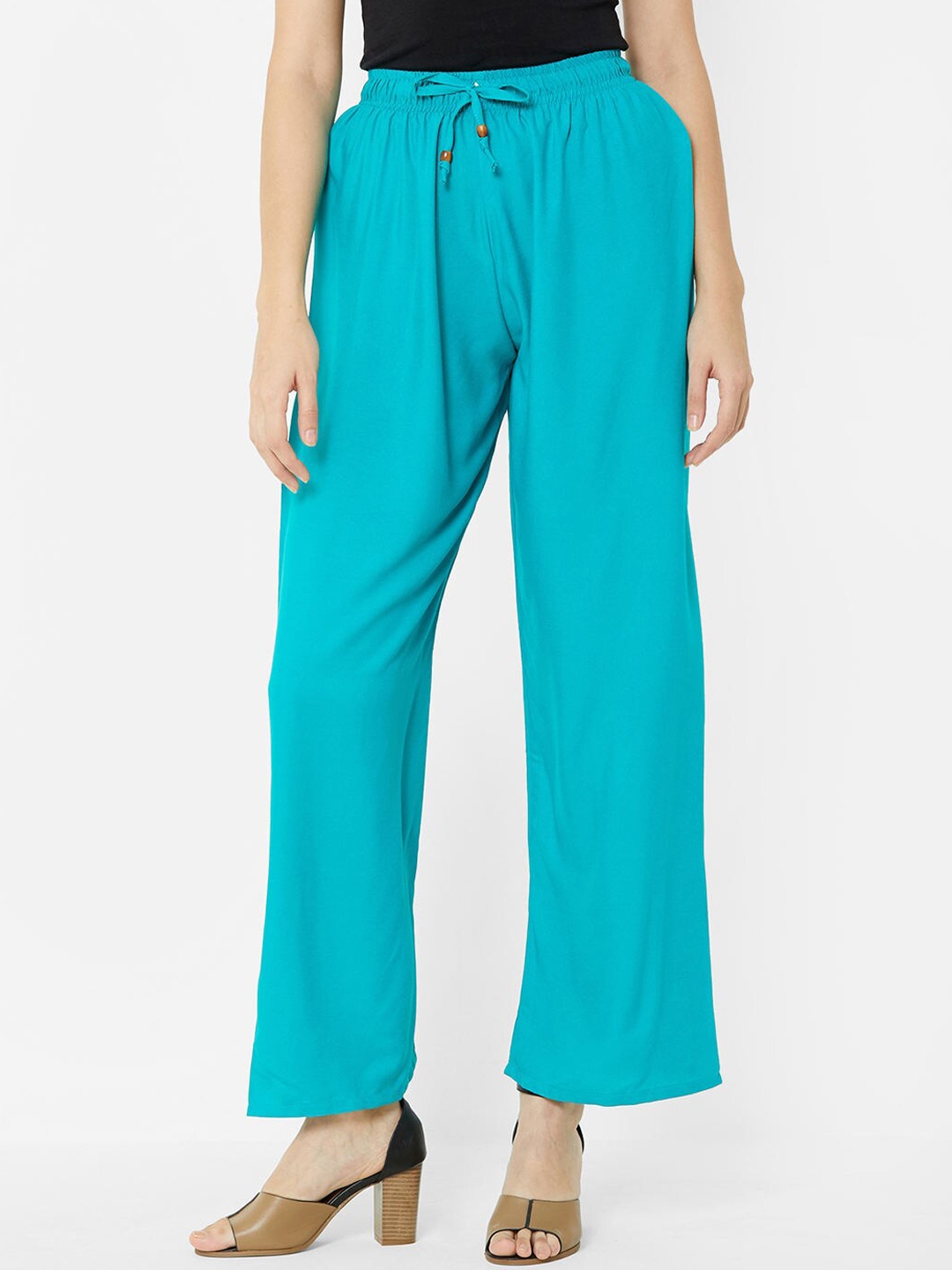 

ZOLA Women Turquoise Blue Loose Fit Parallel Trousers